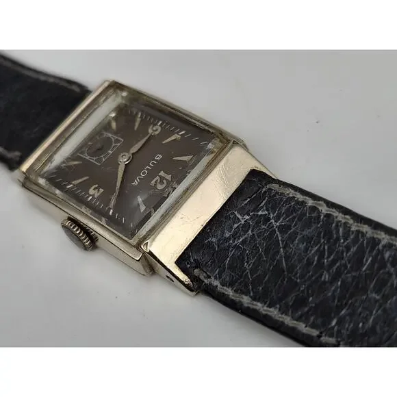 Rare MENS BULOVA Gray Dial Douglas 21 Jewels Watch 10K GF Sub-Second Dial